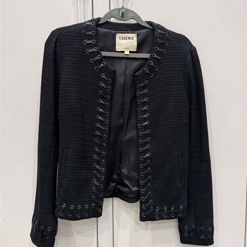 L'AGENCE Textured Black Blazer